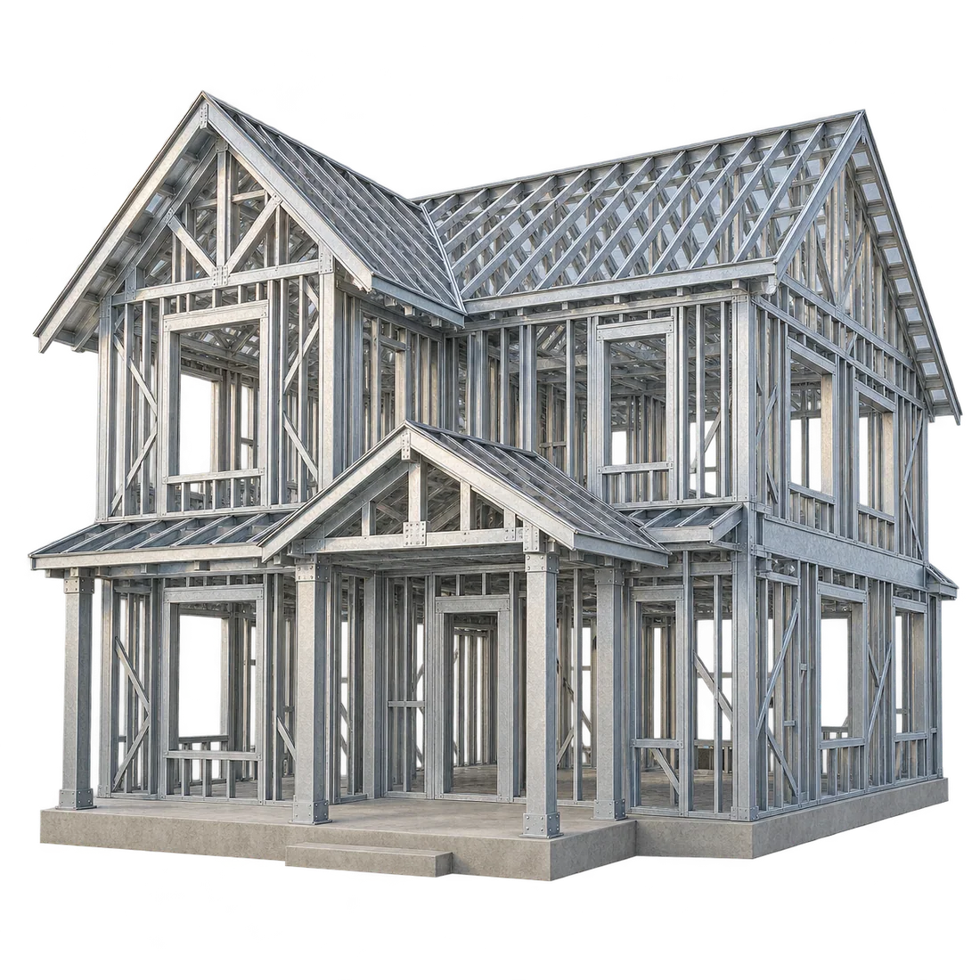 American pitched-roof steel frame